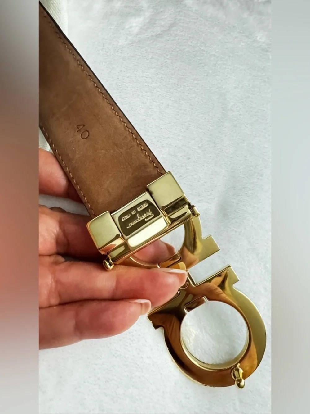 Salvatore Ferragamo Black and Gold Gancini Buckle Belt